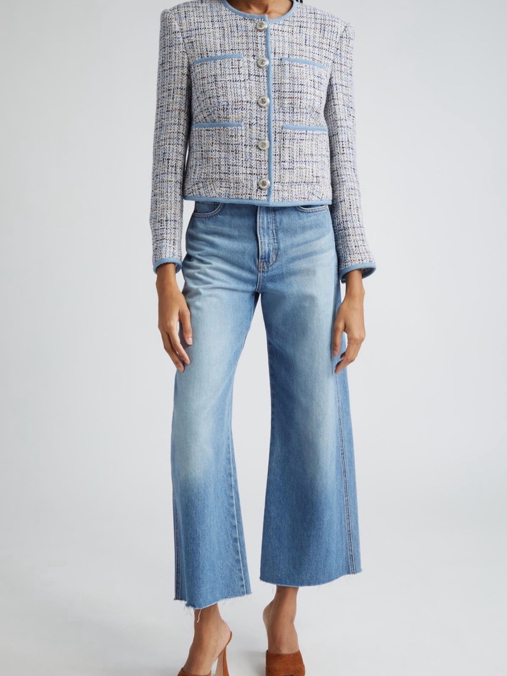 Veronica Beard Wide-Leg Jeans with Raw Hem Sz 29